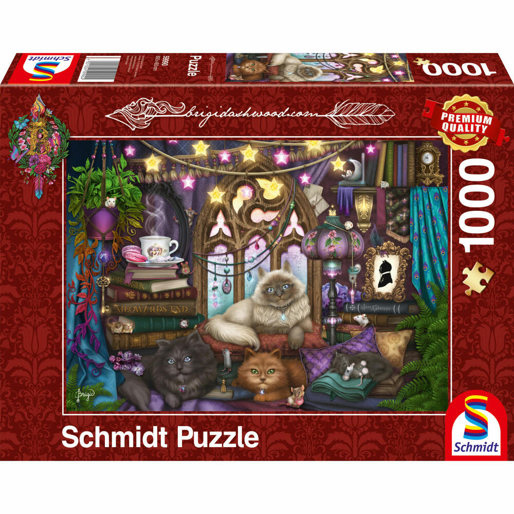 Schmidt Spiele Afternoon Tea mit Katzen, Birgid Ashwood, Erwachsenenpuzzle, Puzzle, ab 12 Jahre, 1000 Teile, 59990