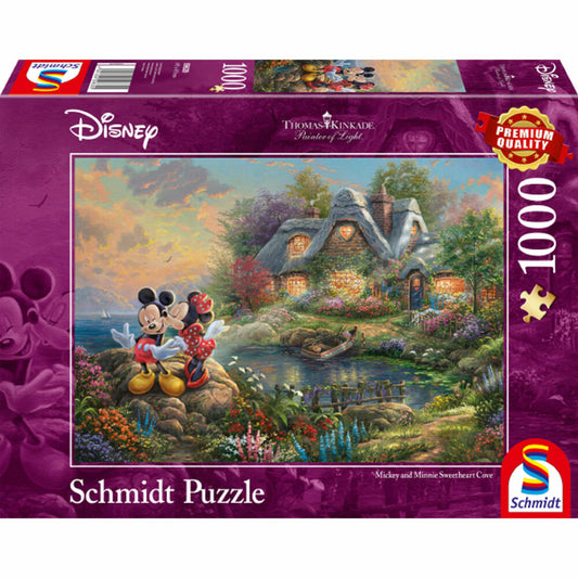 Schmidt Spiele Puzzle Disney Sweethearts Mickey & Minnie, Thomas Kinkade, Erwachsenenpuzzle, Premium, 1000 Teile, 59639