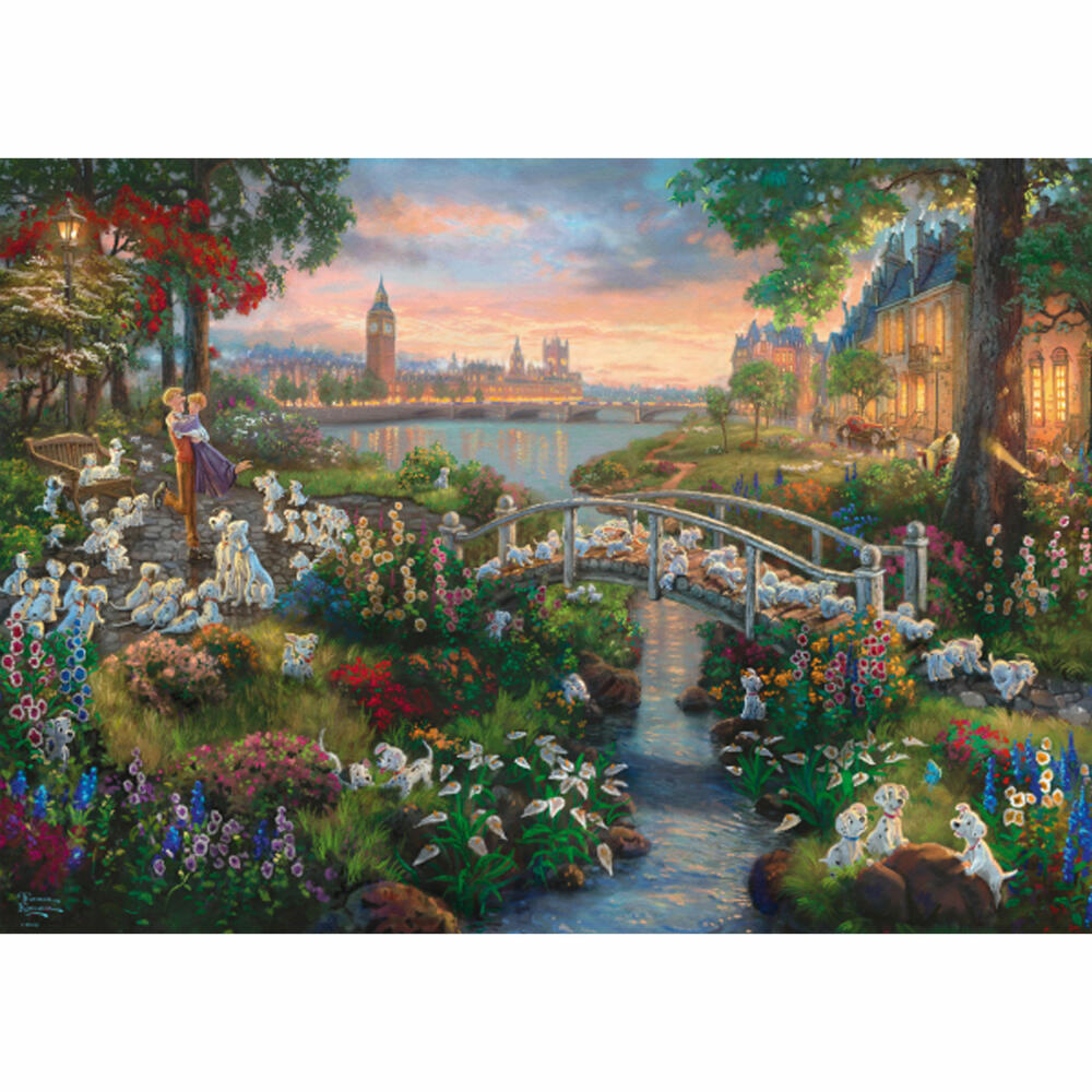 Schmidt Spiele Puzzle Disney 101 Dalmatiner, Thomas Kinkade, Erwachsenenpuzzle, Premium, 1000 Teile, 59489