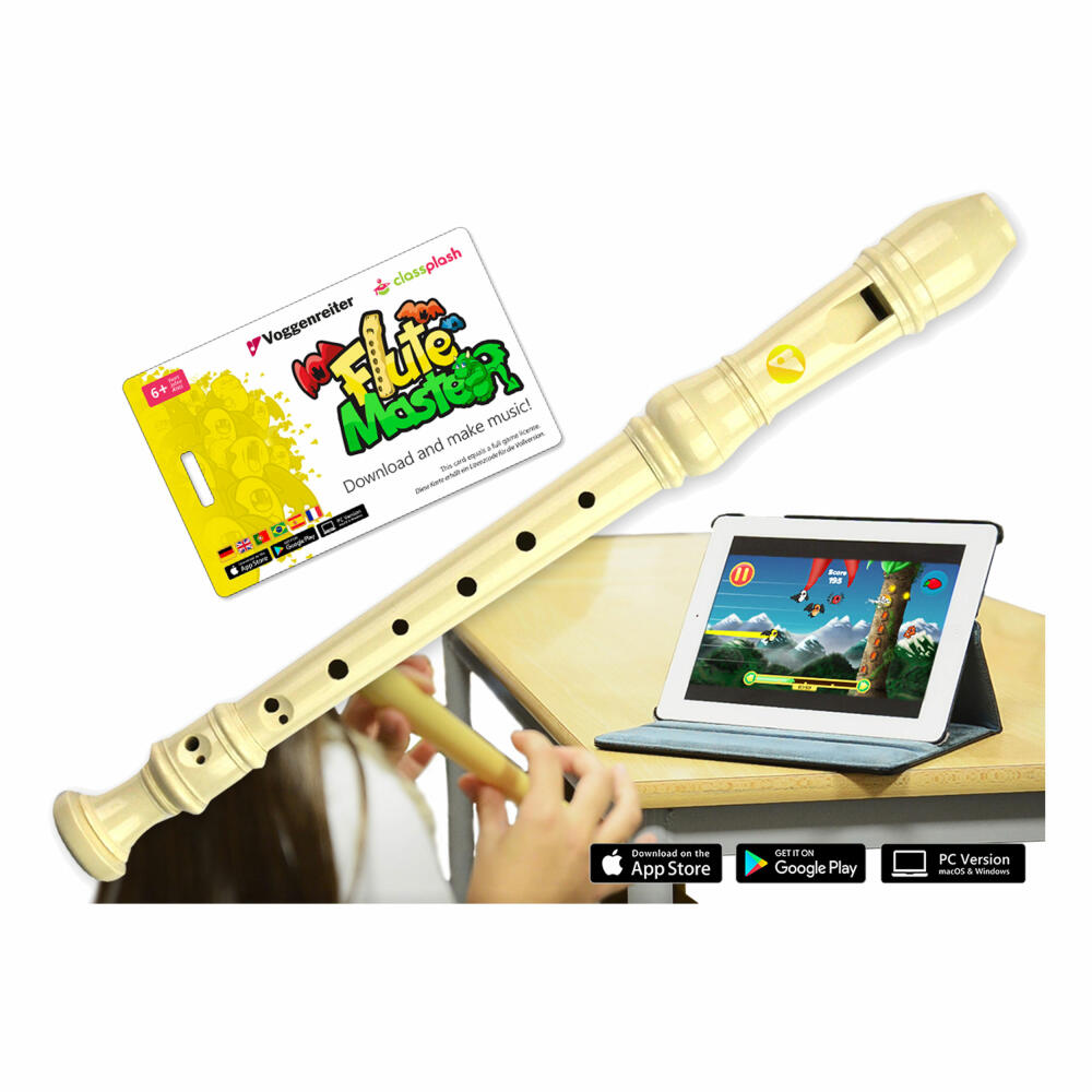 Voggenreiter Flute Master App mit Blockflöte, Block Flöte, Lernsoftware, Kinder, Instrument, Barocke Griffweise, Kunststoff, ab 6 Jahre, 1127