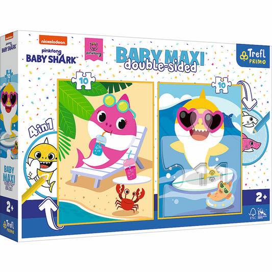 Trefl Primo Baby MAXI Puzzle + Malvorlage Baby Shark, 2 x 10 Teile, 30 x 40 cm, 43005