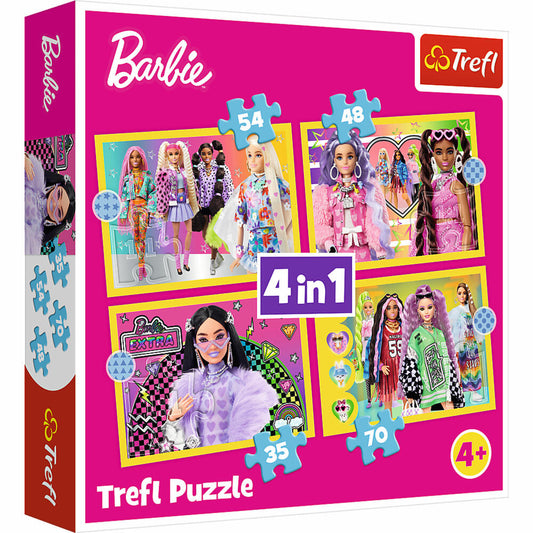 Trefl 4 in 1 Puzzle - Barbie, 35 + 48 + 54 + 70 Teile, 28.5 x 20.5 cm, 34626