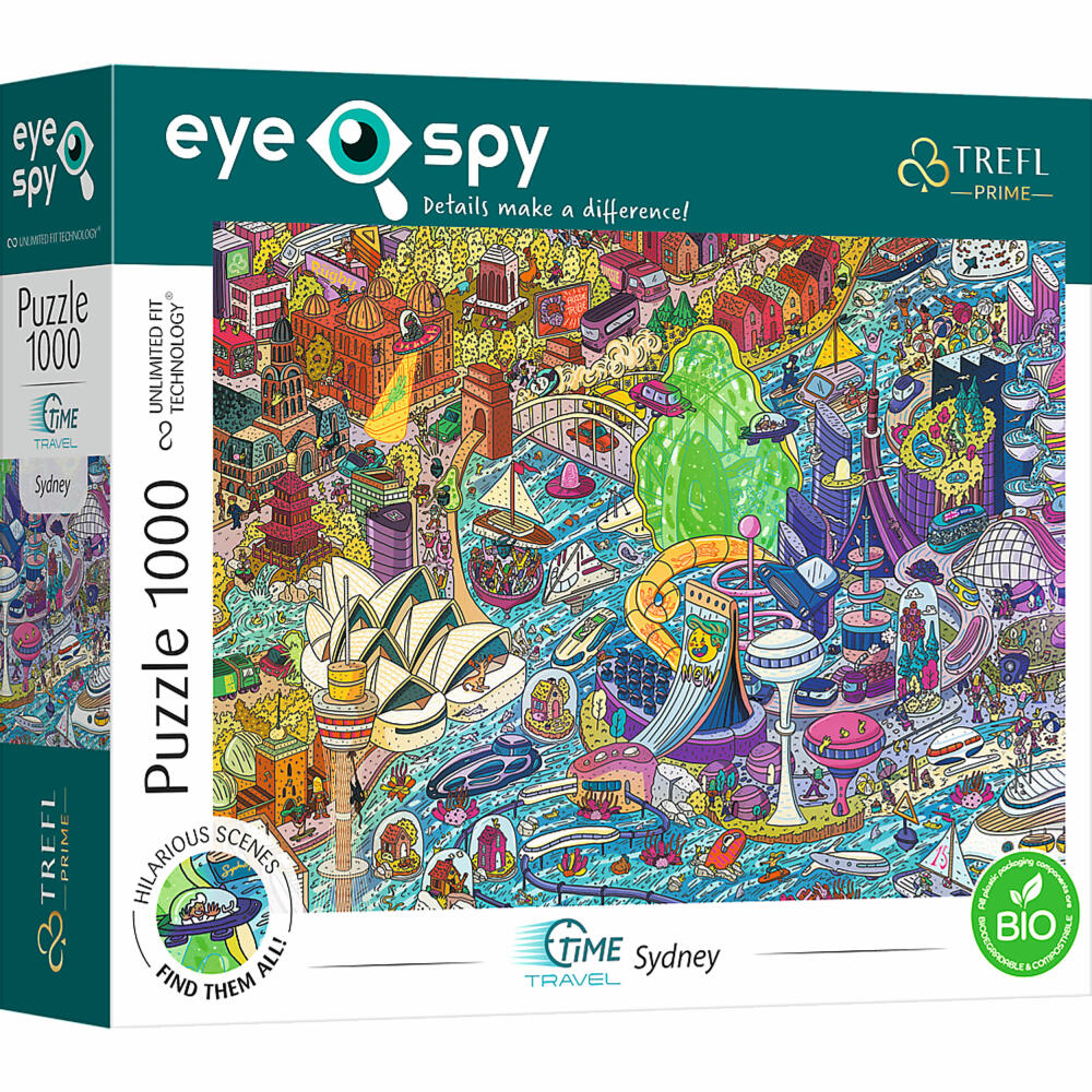 Trefl Puzzle UFT Eye Spy Time Travel - Sydney, Australien, 1000 Teile, 68.3 x 48 cm, 10751