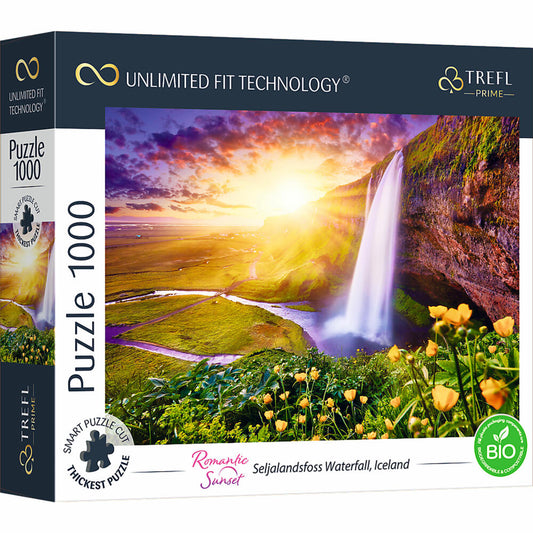 Trefl Puzzle UFT Romantic Sunset: Wasserfall auf Island, 1000 Teile, 68.3 x 48 cm, 10756