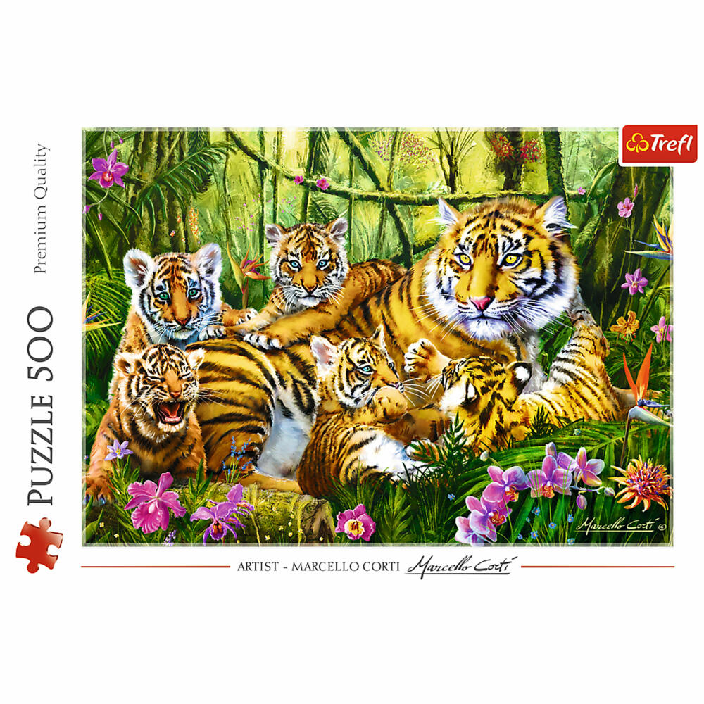 Trefl Puzzle Tiger Familie, Raubkatzen, 500 Teile, 48 x 34 cm, 37350