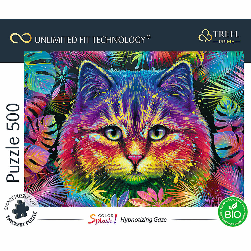 Trefl Puzzle UFT Farbspritzer Katze, 500 Teile, 48 x 34 cm, 37454