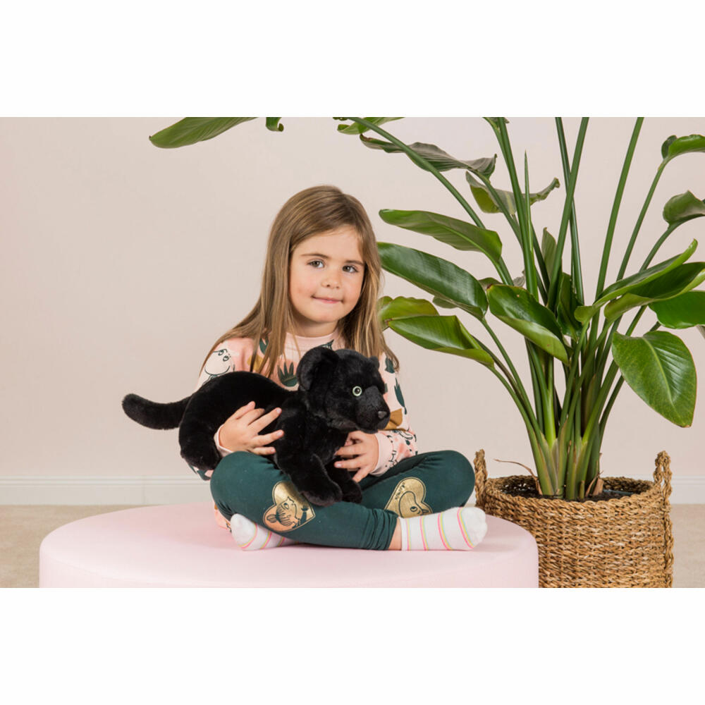 Teddy Hermann Panther Baby liegend, Plüschtier, Kuscheltier, Wildtier, Raubkatze, Plüsch, Schwarz, 30 cm, 904755