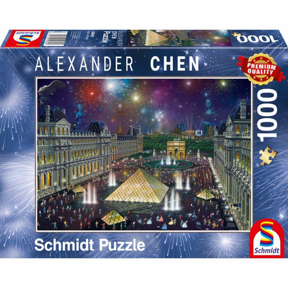 Schmidt Spiele Puzzle Feuerwerk am Louvre, Alexander Chen, Erwachsenenpuzzle, Premium, 1000 Teile, 59648