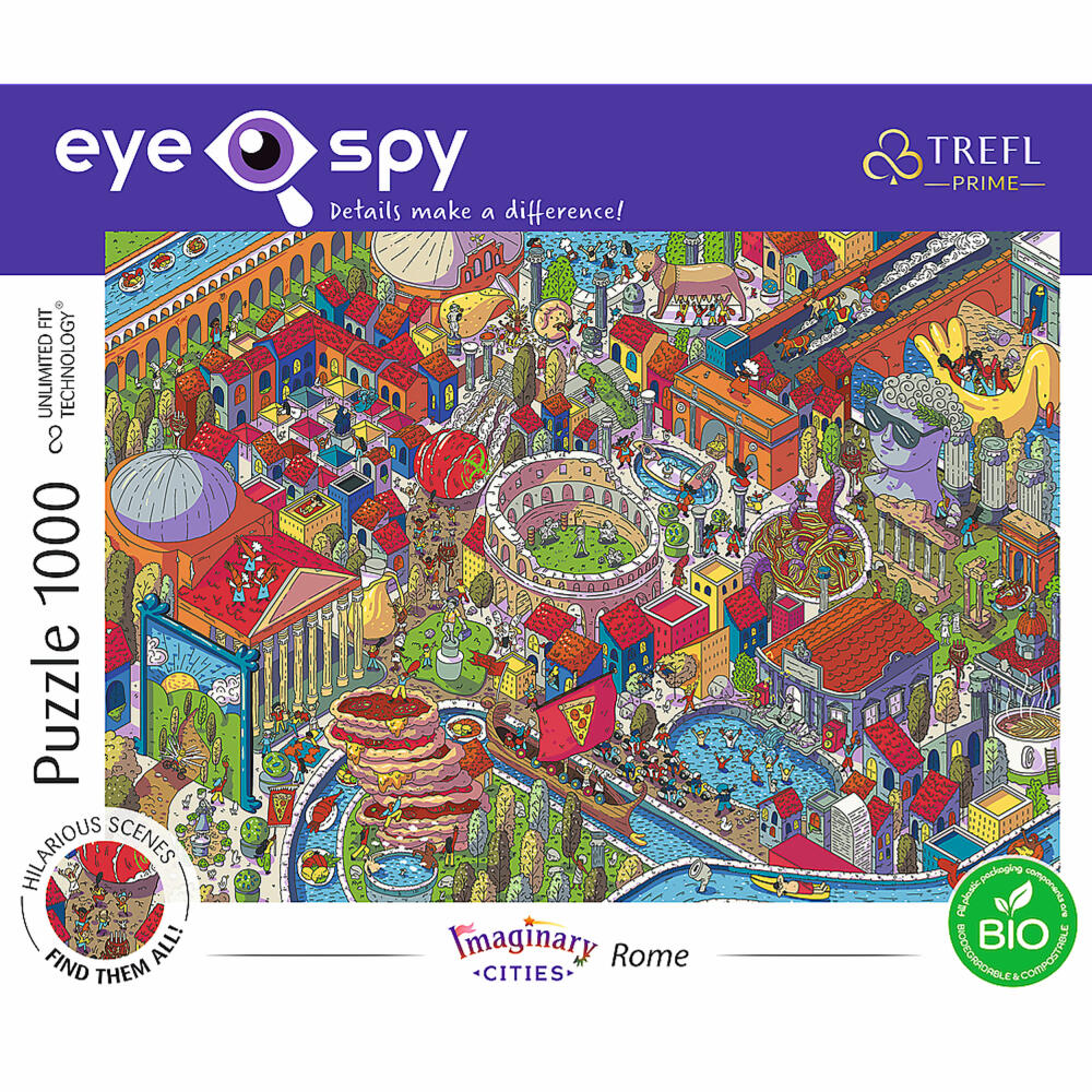 Trefl Puzzle UFT Eye Spy Imaginary Cities - Rom, Italien, 1000 Teile, 68.3 x 48 cm, 10709