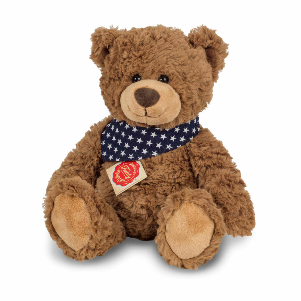 Teddy Hermann Teddy, Kuscheltier, Stofftier, Plüschtier, Teddybär, mit Sternchen-Halstuch, Plüsch, Braun, 38 cm, 91366