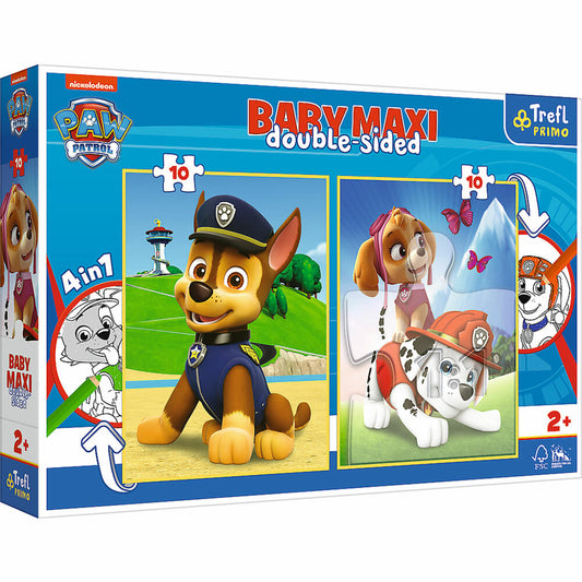 Trefl Primo Baby MAXI Puzzle + Malvorlage PAW Patrol, 2 x 10 Teile, 30 x 40 cm, 43003