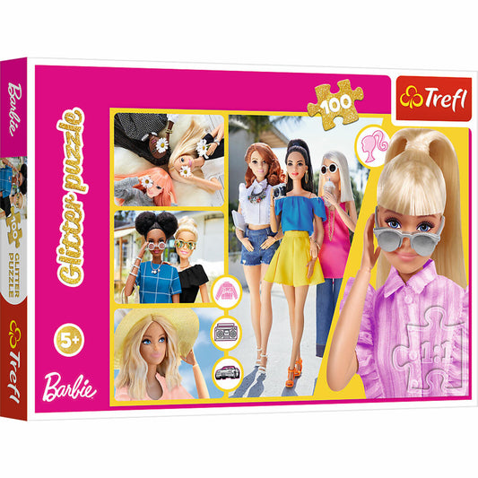 Trefl Glitter Puzzle Barbie, mit Glitzer, 100 Teile, 48 x 34 cm, 14830