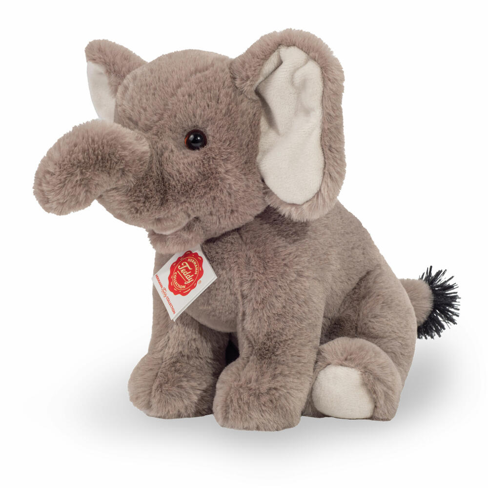 Teddy Hermann Elefant sitzend, Plüschtier, Kuscheltier, Wildtier, Plüsch, Grau, 25 cm, 907435