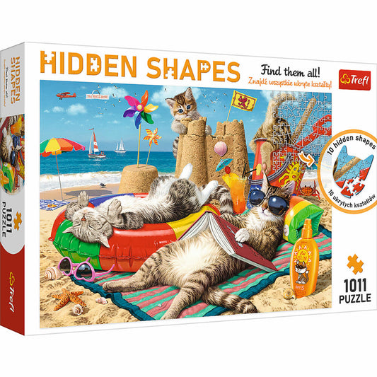 Trefl Puzzle Hidden Shapes Katzen Urlaub, 1011 Teile, 68.3 x 48 cm, 10674