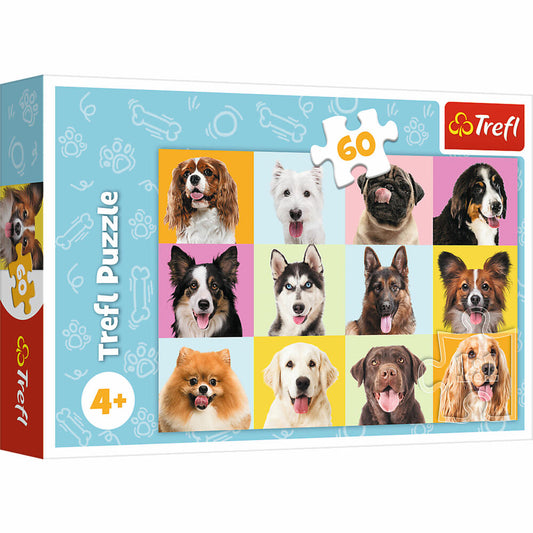 Trefl Puzzle Hunde, Kinderpuzzle, 60 Teile, 33 x 22 cm, 17374