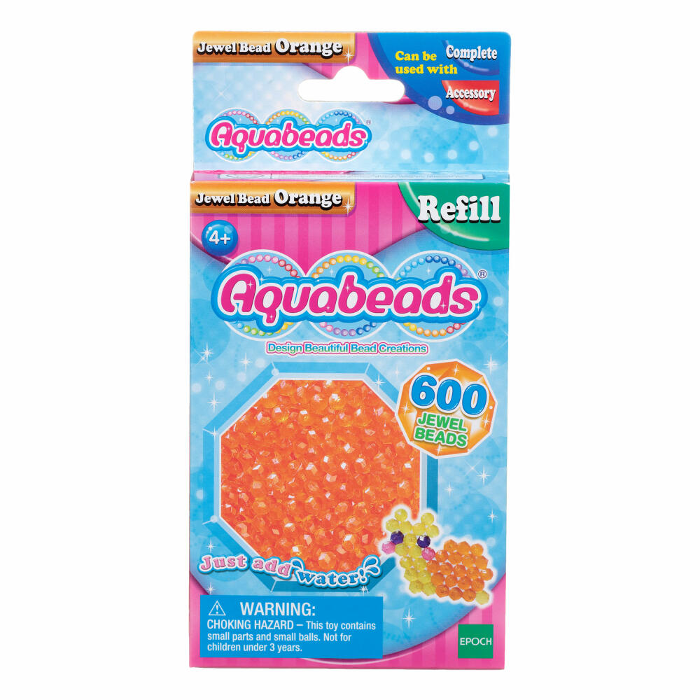 Aquabeads Orange Glitzerperlen, Nachfüll Set, 600 Ersatzperlen, Basteln, Spielzeug, 32678