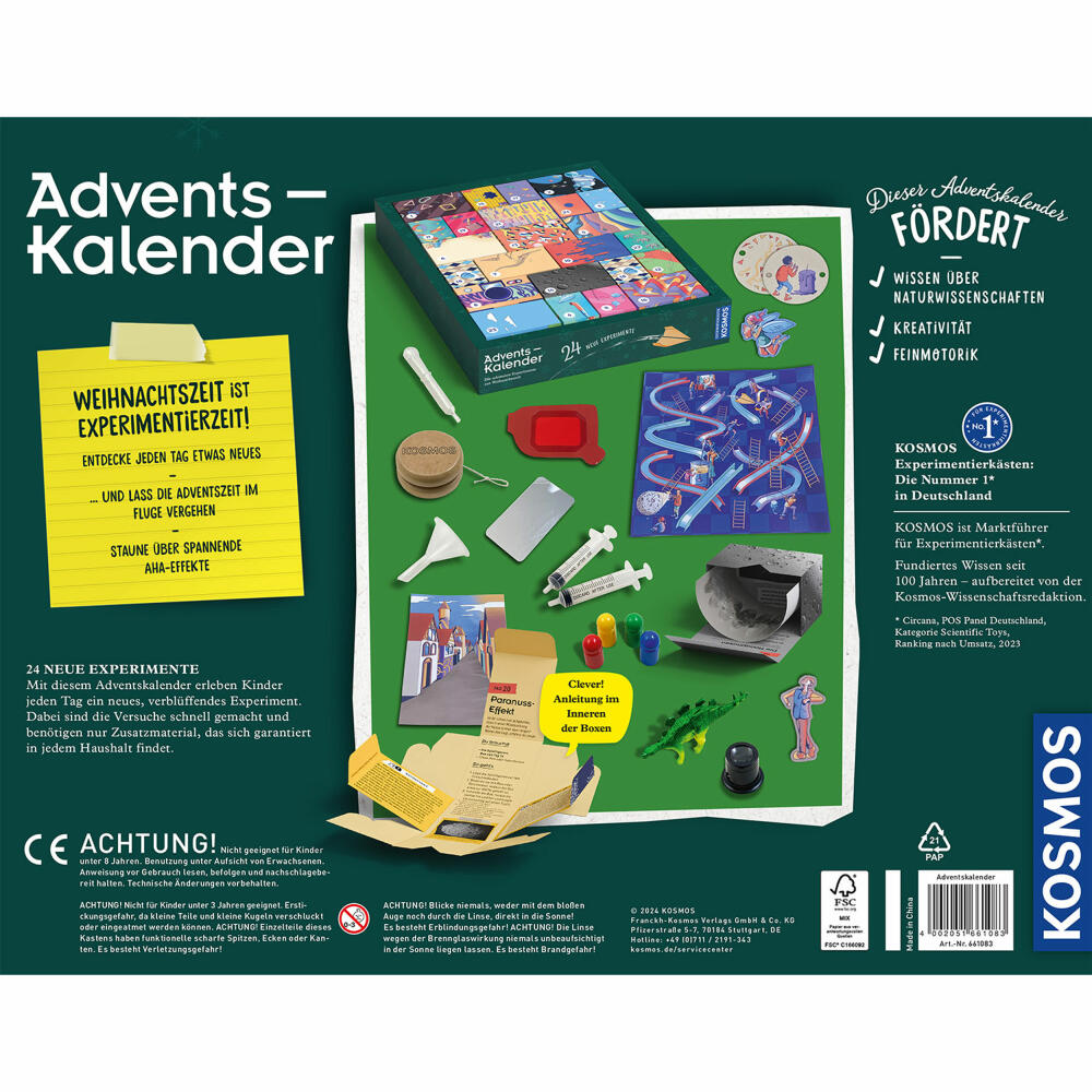 KOSMOS Experimente Adventskalender 2024, Advent Kalender, Weihnachten, Experimentieren, Kinder, 661083