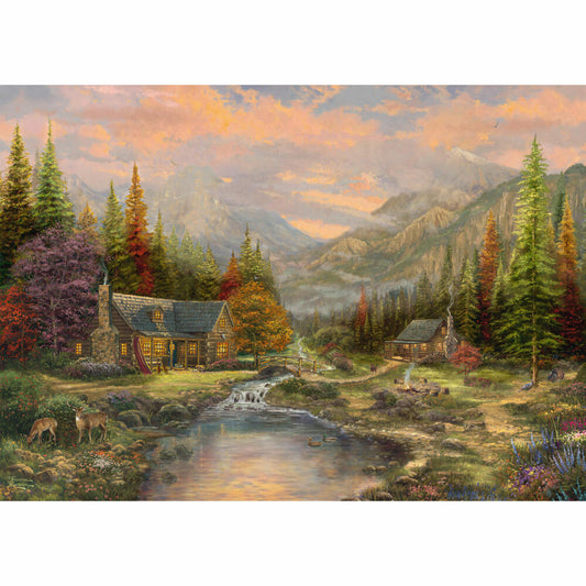 Schmidt Spiele Puzzle Bergkulisse mit Bach, Thomas Kinkade, Holzpuzzle, Erwachsenenpuzzle, 1000 Teile, 59799