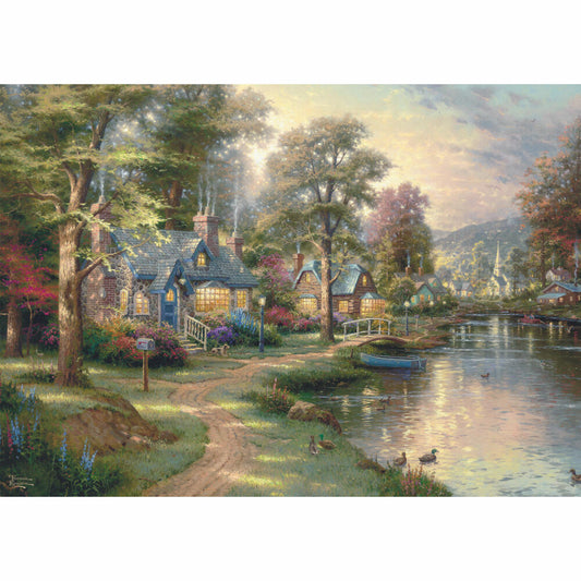 Schmidt Spiele Puzzle Dorf am See, Thomas Kinkade, Holzpuzzle, Erwachsenenpuzzle, 1000 Teile, 59800