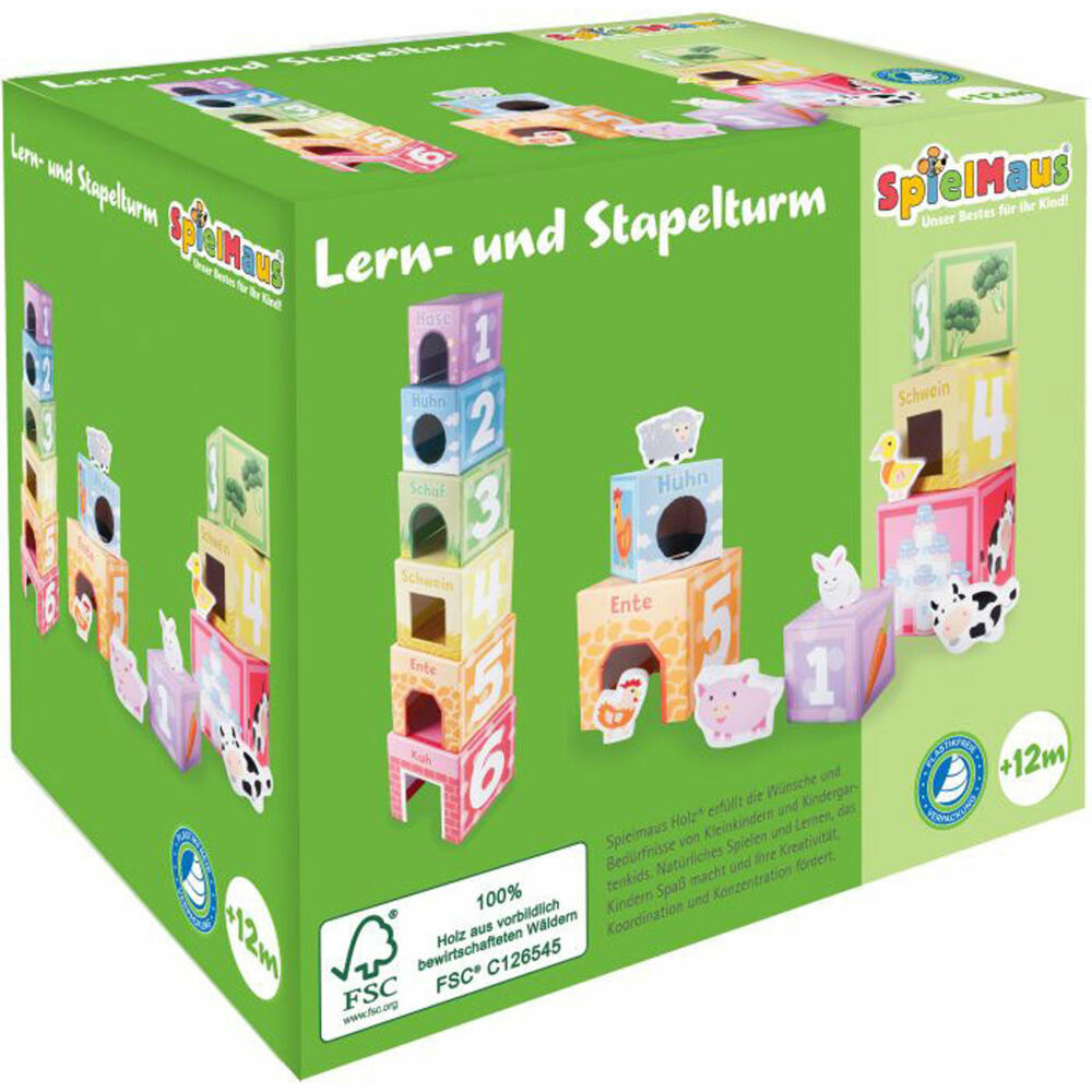 SpielMaus Holz Stapelturm, 12 Teile