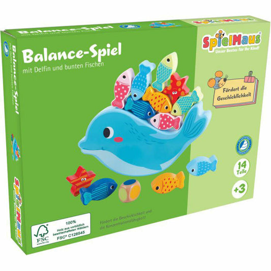 SpielMaus Holz Balance Spiel Delfin, 14 Teile