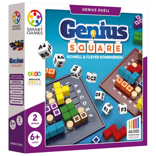 Smart Games Genius Square, Kinderspiel, Logikspiel, Lernspielzeug, ab 6 Jahren, SGHP 001 DE