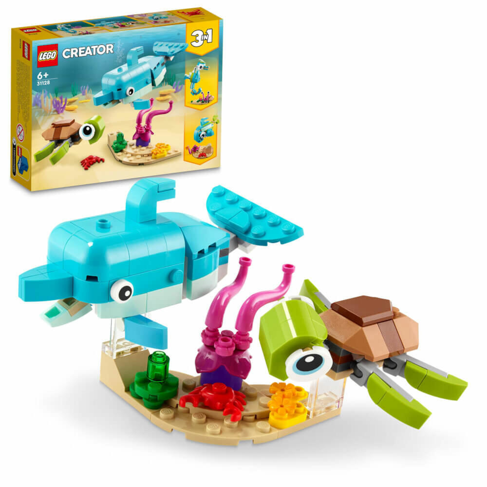 LEGO Creator Delfin und Schildkröte, 137-tlg., 3 in 1 Set, Bausteine, Konstruktionsspielzeug, ab 6 Jahre, 31128