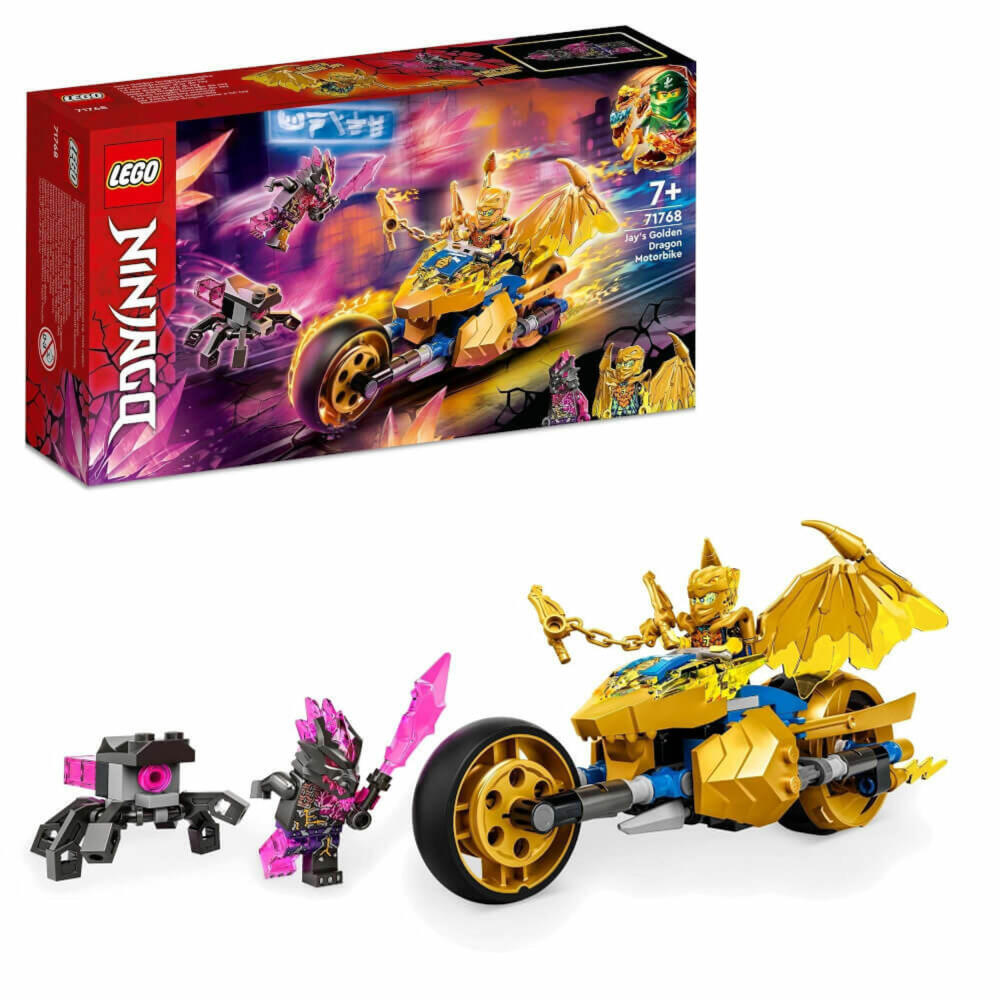 LEGO Ninjago Jays Golddrachen-Motorrad, 137-tlg., Bauset, Konstruktionsset, Bausteine, Spielzeug, ab 7 Jahre, 71768