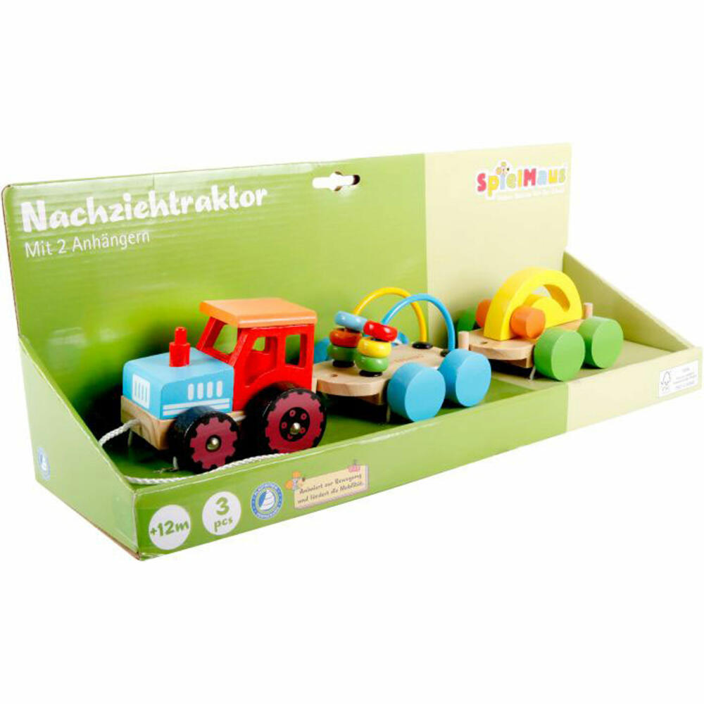 SpielMaus Nachziehtraktor mit 2 Anhänger