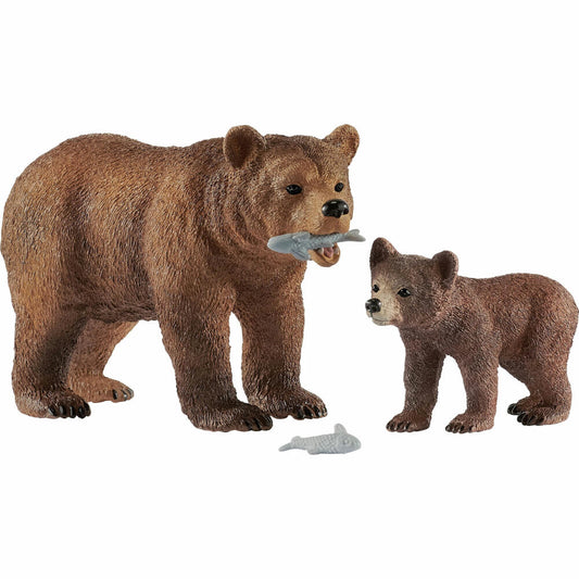 schleich Wild Life 42473 Grizzlybär-Mutter mit Jungem