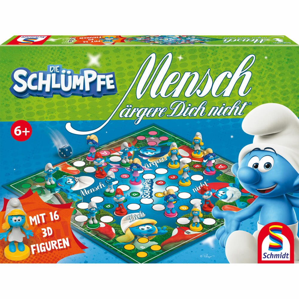 Schmidt Spiele Die Schlümpfe Mensch ärgere Dich nicht, Brettspiel, Familienspiel, ab 6 Jahren, 49455