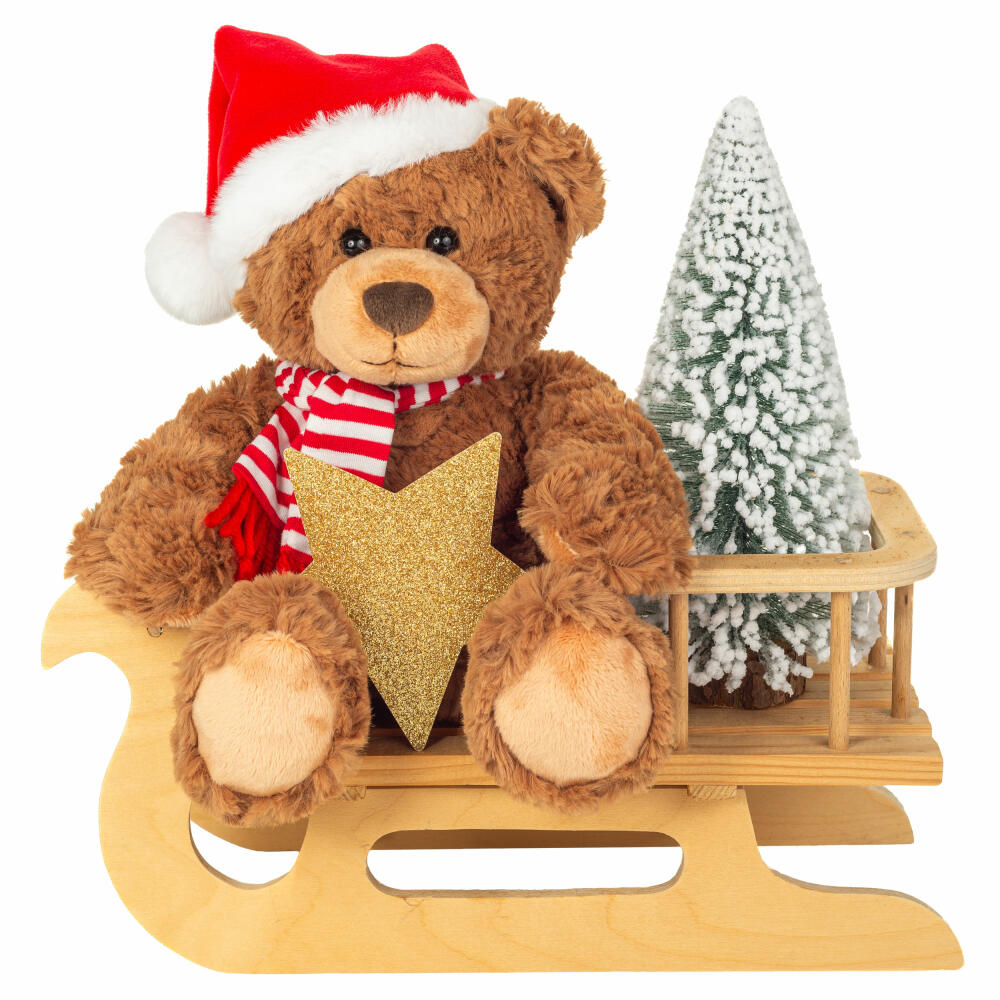 Teddy Hermann Weihnachtsteddy, Kuscheltier, Stofftier, Plüschtier, Teddybär, Teddy, Braun Rot, 30 cm, 946199