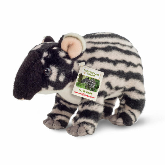 Teddy Hermann Tapir Baby, Kuscheltier, Stofftier, Plüschtier, Exotisches Wildtier, Schwarz Weiß, 24 cm, 923329