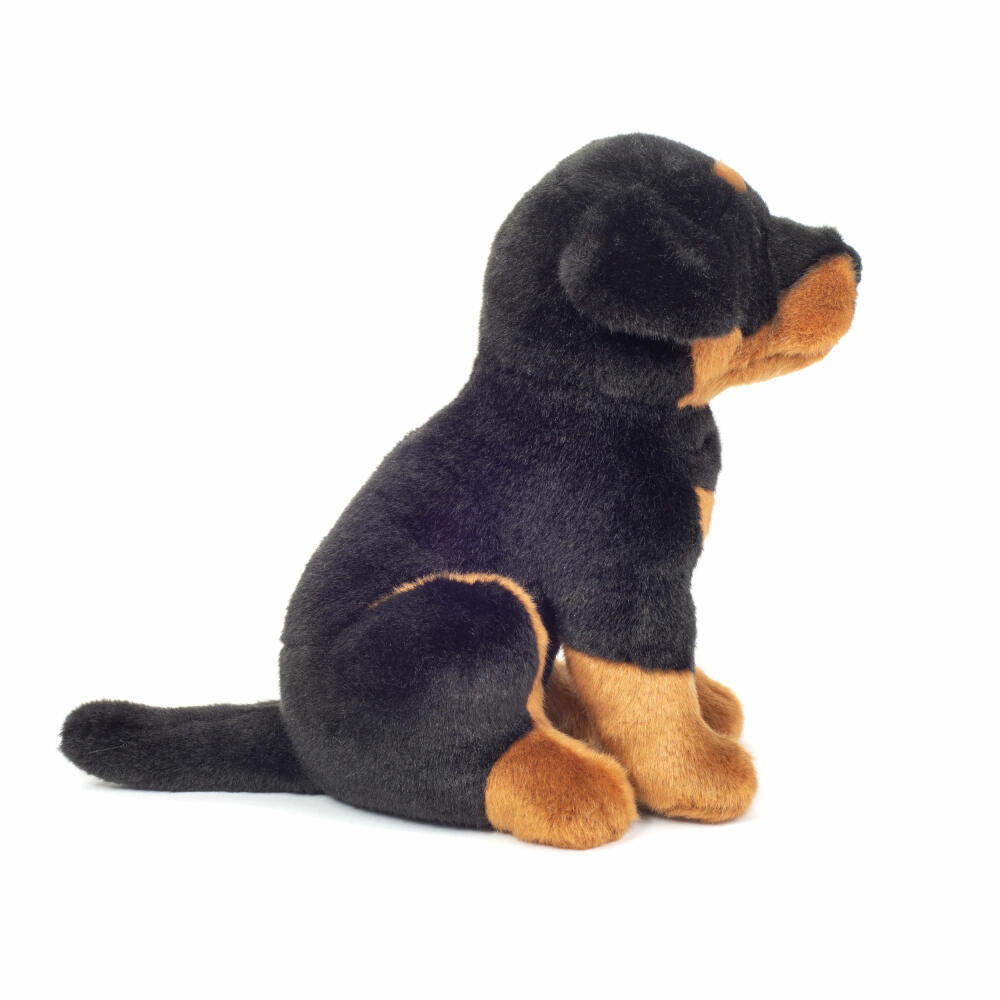 Teddy Hermann Rottweiler sitzend, Kuscheltier, Stofftier, Plüschtier, Hund, Schwarz Braun, 30 cm, 919759