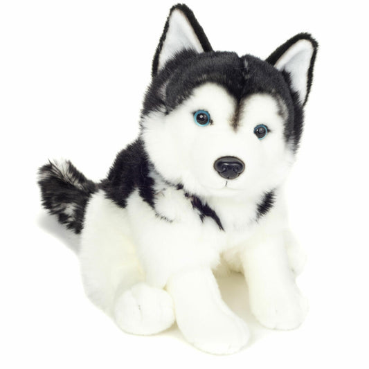 Teddy Hermann Husky sitzend, Kuscheltier, Stofftier, Plüschtier, Hund, Grau Weiß, 30 cm, 919766