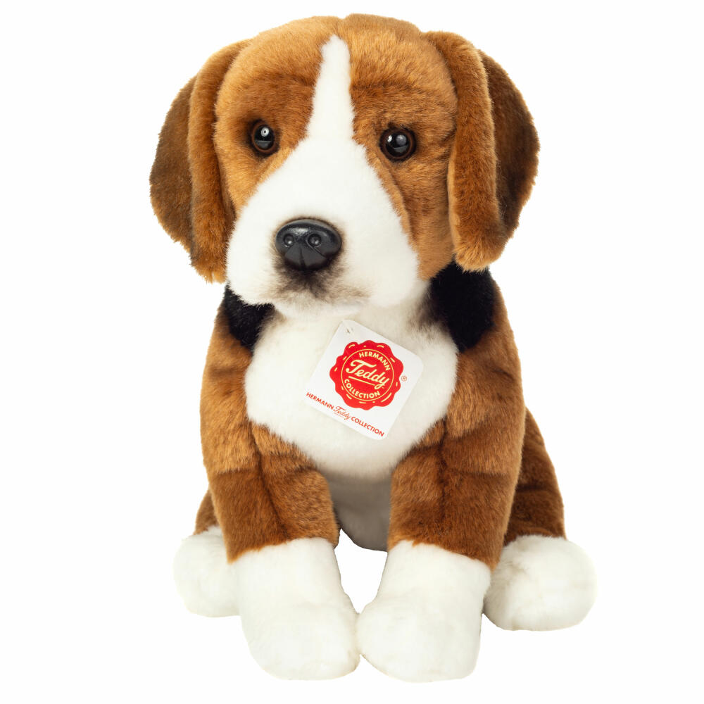 Teddy Hermann Jagdhund, Kuscheltier, Stofftier, Plüschtier, Hund, Dunkelbraun Weiß, 29 cm, 927891