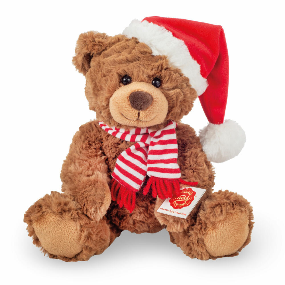 Teddy Hermann Weihnachtsteddy, Kuscheltier, Stofftier, Plüschtier, Teddybär, Teddy, Braun Rot, 30 cm, 946199