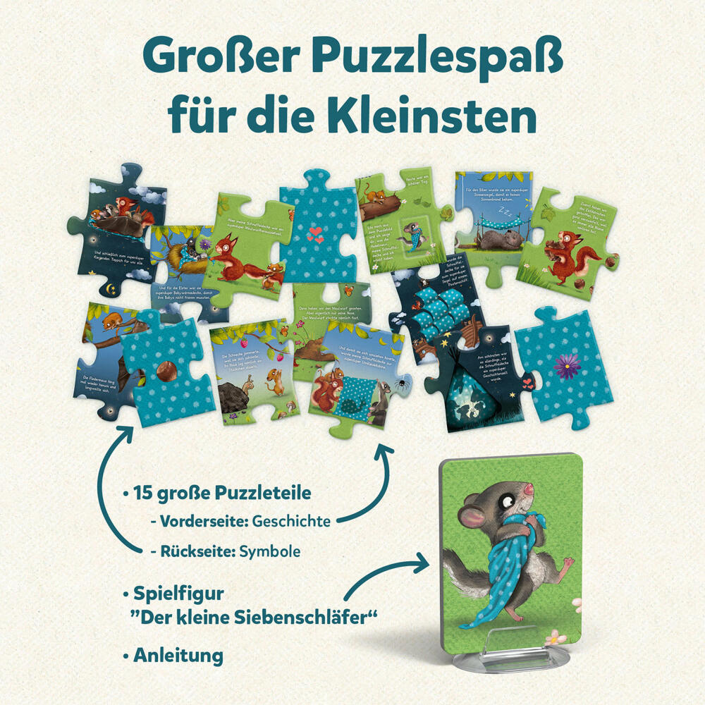 KOSMOS Mein erstes Story-Puzzle Der kleine Siebenschläfer, Puzzlespiel, Geschichte, Kurzgeschichte, Kinder Spiel, 683573