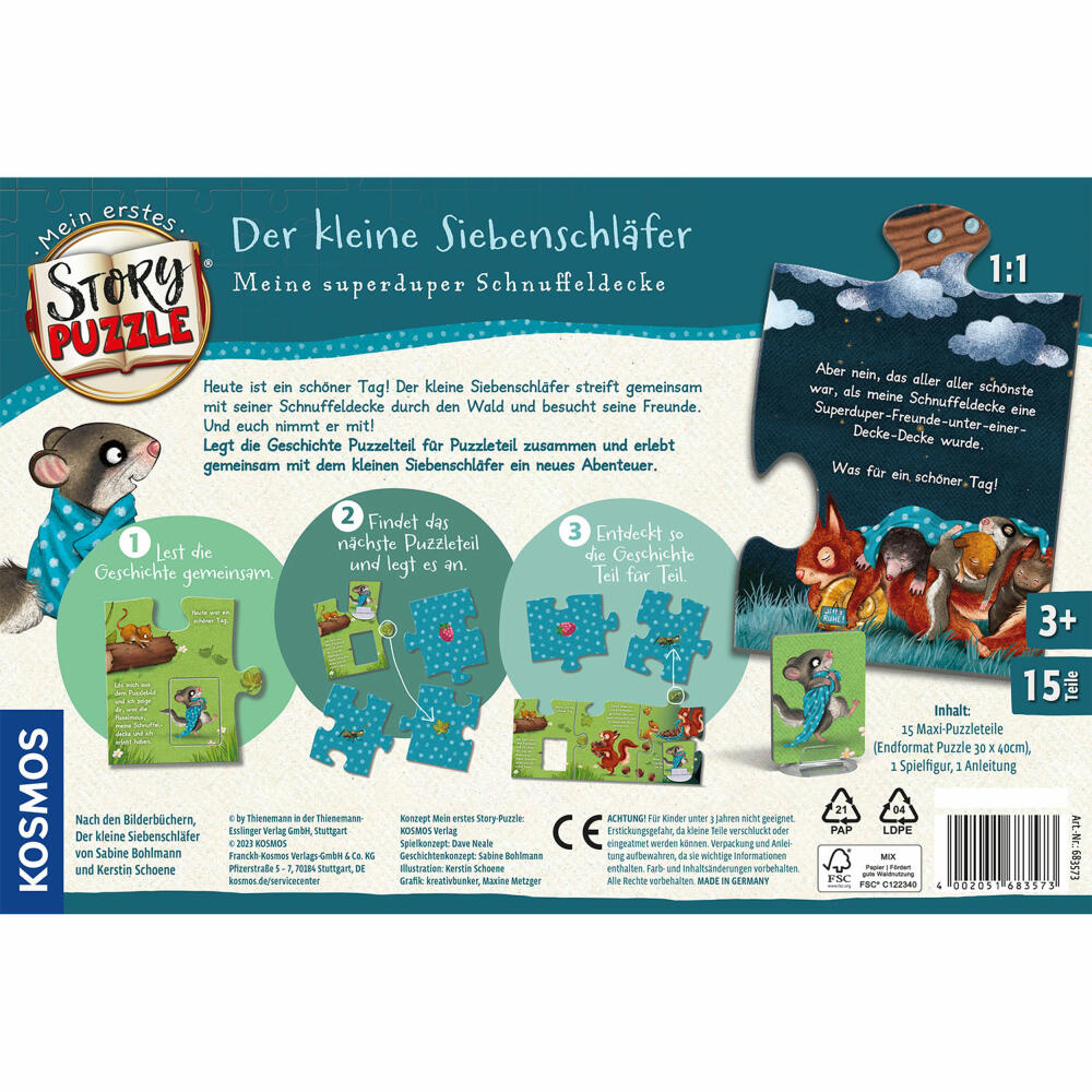 KOSMOS Mein erstes Story-Puzzle Der kleine Siebenschläfer, Puzzlespiel, Geschichte, Kurzgeschichte, Kinder Spiel, 683573