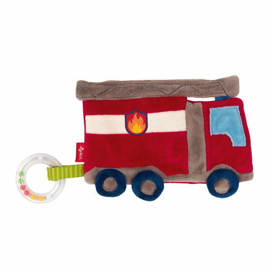 sigikid PlayQ Aktiv-Schnuffeltuch Feuerwehr, Knistertuch, Beißring, Baby Spielzeug, Rot, 42304