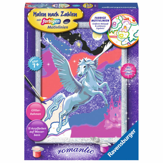 Ravensburger Malen Nach Zahlen Stolzer Pegasus, Mal Set, Malvorlage, Vorlage, Bild, Kinder, Farbige Motivlinien, 28641 6