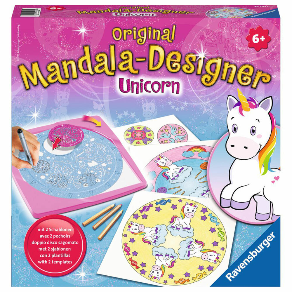 Ravensburger Mandala-Designer Midi Unicorn, Malset, Mal Set, Mandalabox, Mandala, Zeichnen, Ab 6 Jahren, 29703 0