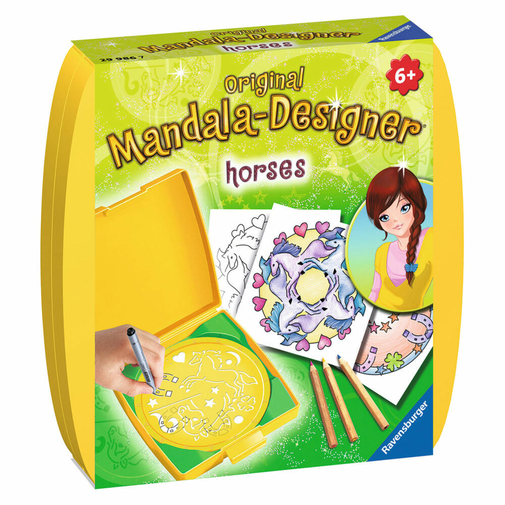 Ravensburger Mandala-Designer Mini Horses, Malset, Mal Set, Mandalabox, Mandala, Zeichnen, Pferde, Ab 6 Jahren, 29986 7