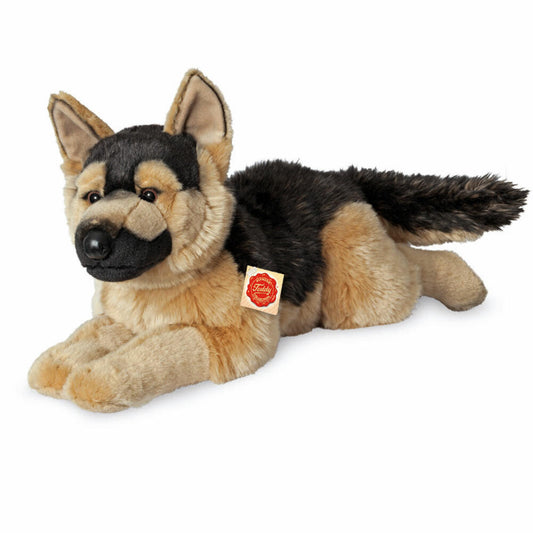 Teddy Hermann Schäferhund, Kuscheltier, Stofftier, Plüschtier, Hund, liegend, Plüsch, Braun Schwarz, 60 cm, 91924