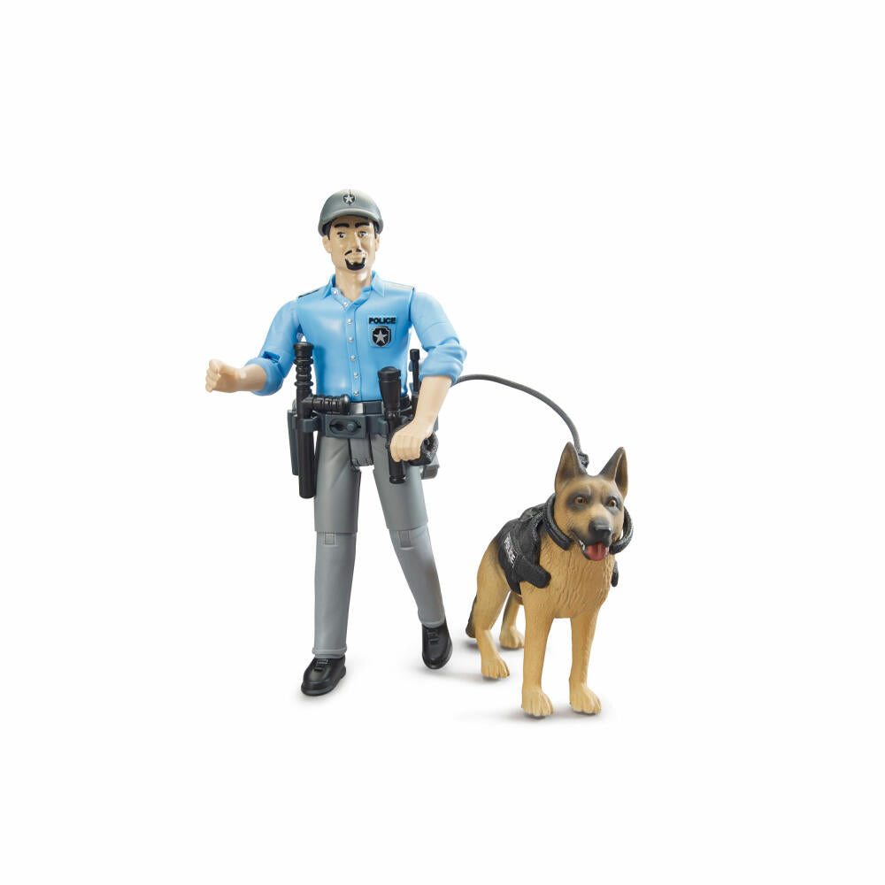 Bruder bworld Polizist mit Hund, 3-tlg., Polizei, Spiel Figur, Zubehör, Spielzeug, 62150