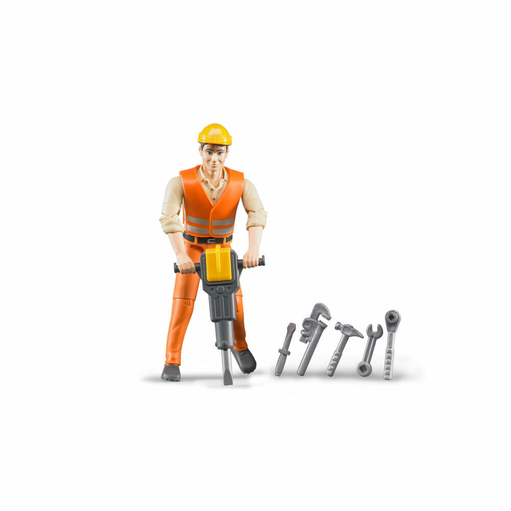 Bruder bworld Bauarbeiter mit Zubehör, Spielfigur, Spiel Figur, Modell, Spielzeug, 60020