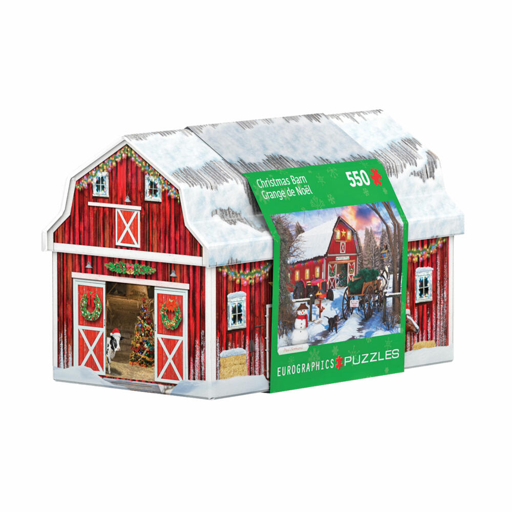 Eurographics Puzzle Christmas Barn in Blechdose, Smart Cut, Weihnachtsscheune, 550 Teile, 48 x 33 cm, 8551-5665