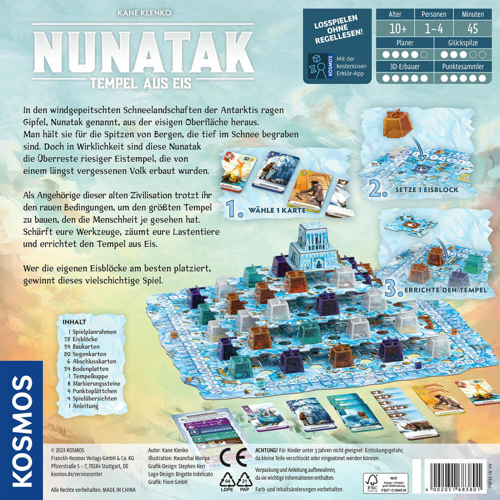KOSMOS Nunatak - Tempel aus Eis, Familienspiel, Strategiespiel, Gesellschaftsspiel, ab 10 Jahren, 683801