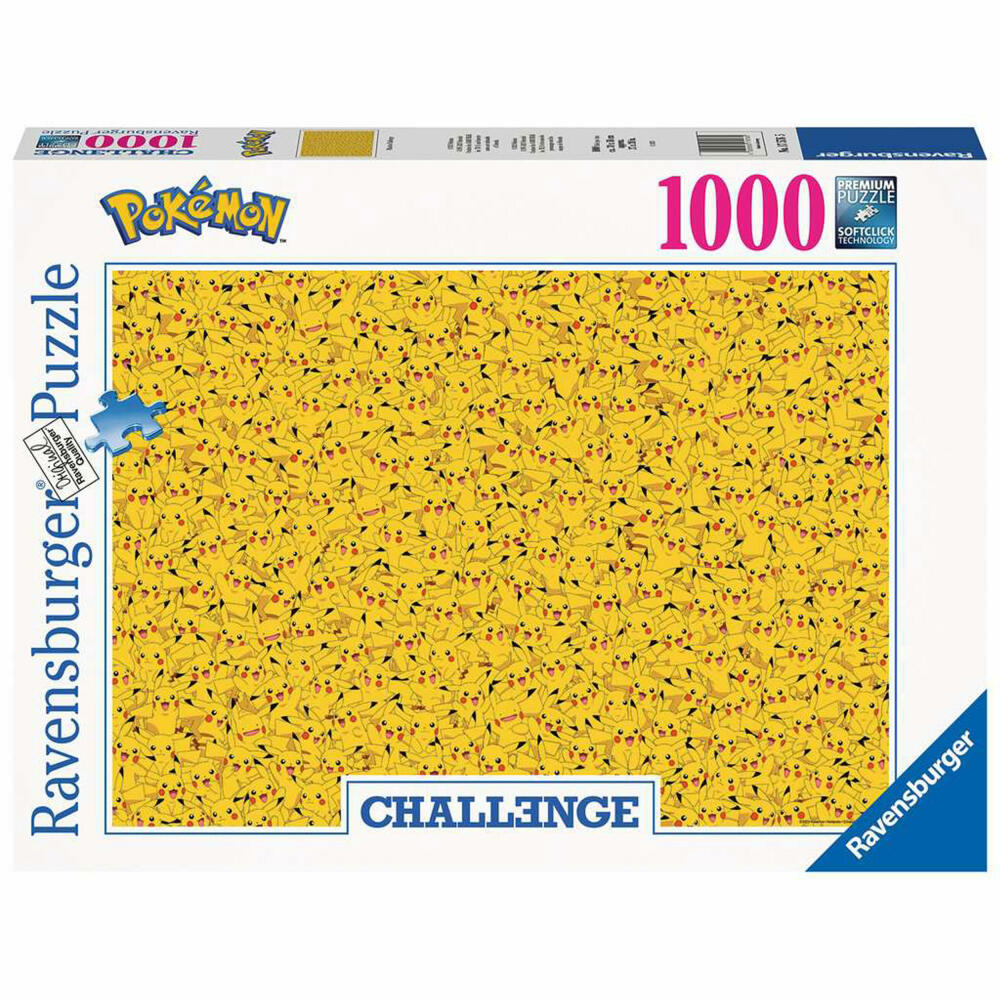 Ravensburger Puzzle Pikachu Challenge, Erwachsenenpuzzle, 1000 Teile, ab 14 Jahren, 17576