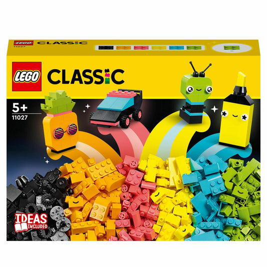 LEGO Classic Neon Kreativ-Bauset, 333-tlg., Konstruktionsset, Bausteine, Spielzeug, ab 5 Jahre, 11027